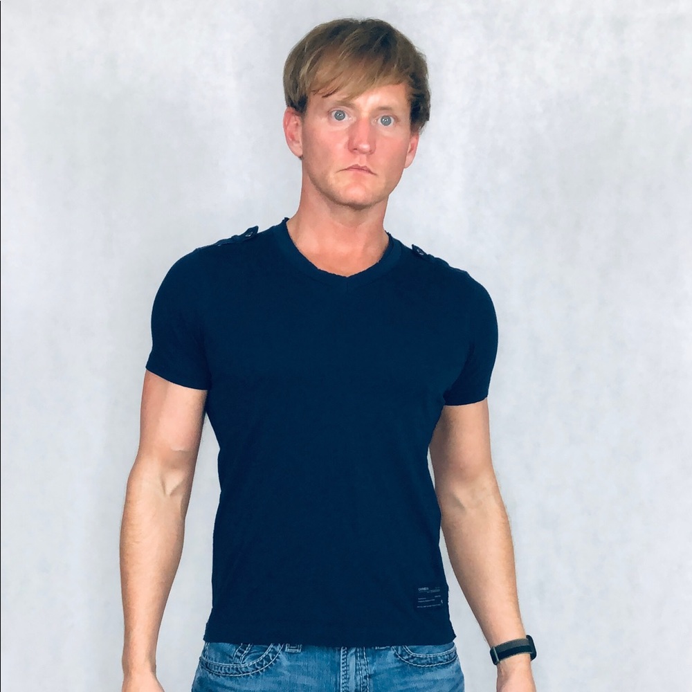 Express Men,  Tee Shirt, Blue, Size Extra Small